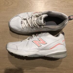 New Balance Pink/White/Gray Cross Trainers Women's Sneakers Size 8 608v5